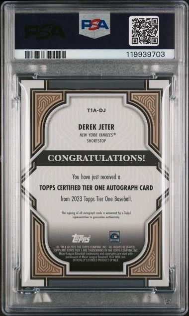 2023 Topps Tier One Derek Jeter Auto /30 On Card YANKEES PSA 10 POP 2 RARE