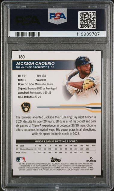 2024 Topps Pristine - Jackson Chourio #180 Red Refractor /5 (RC) PSA 10 RARE