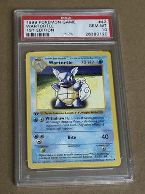 1st Edition Shadowless Wartortle 42/102 Base Set English PSA 10 Gem Mint LOW POP