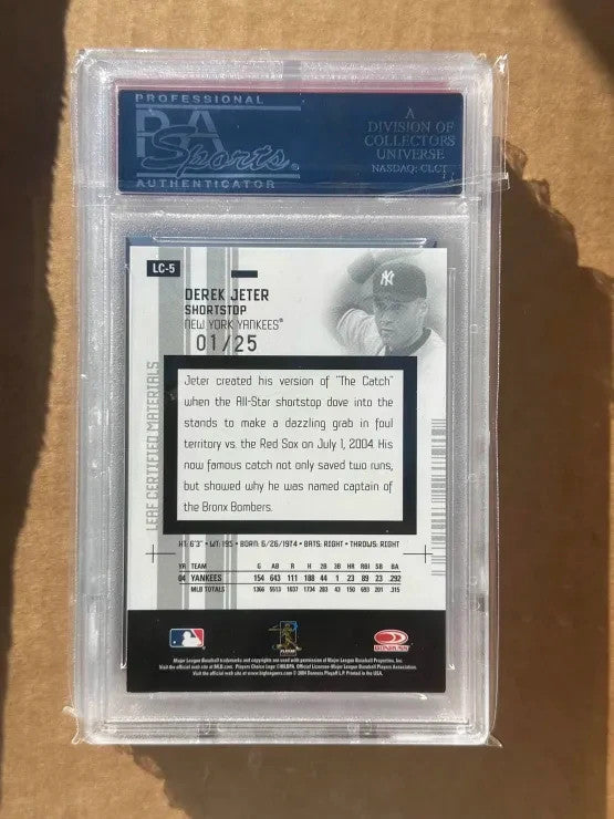 Derek Jeter 2005 Leaf Certified Materials Preview MIRROR GOLD #LC-5 LE /25 POP 1
