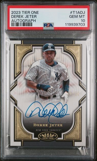 2023 Topps Tier One Derek Jeter Auto /30 On Card YANKEES PSA 10 POP 2 RARE