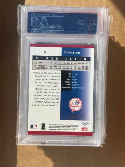 2001 Leaf Certified Materials Mirror Red Derek Jeter /75 #5 PSA 10 POP 1