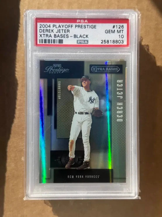 2004 Playoff Prestige #126 Jeter Xtra Bases Black /75 PSA 10 POP 1