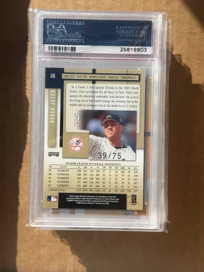 2004 Playoff Prestige #126 Jeter Xtra Bases Black /75 PSA 10 POP 1