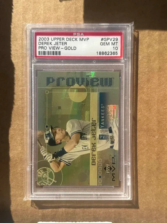 #GPV29 DEREK JETER 2003 UPPER DECK MVP PRO VIEW GOLD REFRACTOR PSA 10 POP 2