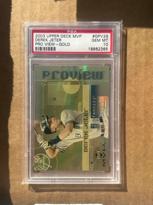 #GPV29 DEREK JETER 2003 UPPER DECK MVP PRO VIEW GOLD REFRACTOR PSA 10 POP 2