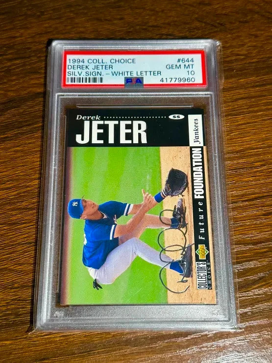 1994 Derek Jeter Collectors Choice Silver Sign. White Letter #644 PSA 10 POP LOW