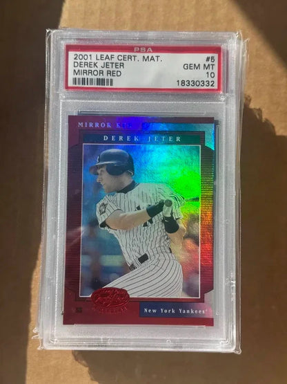2001 Leaf Certified Materials Mirror Red Derek Jeter /75 #5 PSA 10 POP 1