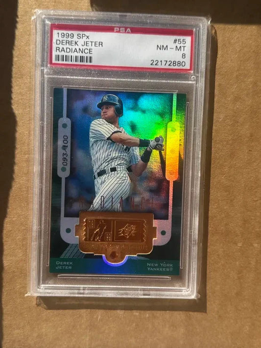 1999 SPx Derek Jeter #55  New York Yankees /100 PSA 8 POP 2 NONE HIGHER